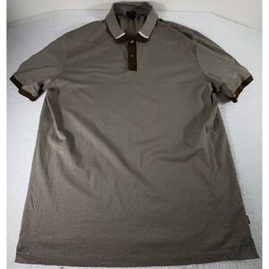 Hugo Boss Polo Shirt Men's 3XL XXXL Mercised Cotton Brown Short Sleeve Preppy
